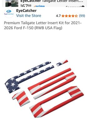 American Flag Tailgate Letter Insert Kit - Red, White & Blue